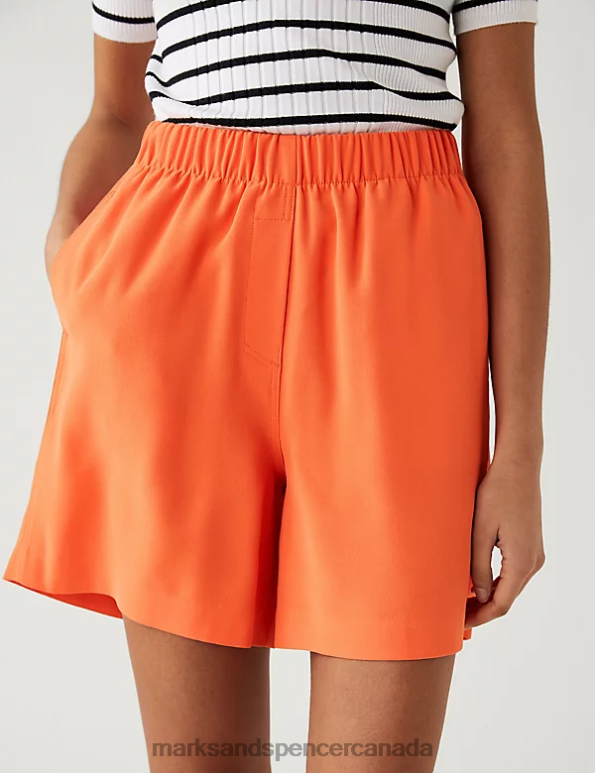 Marks and Spencer Canada - Women Tangerine Clothing Marks & Spencer High Waisted Shorts 20VTD2509
