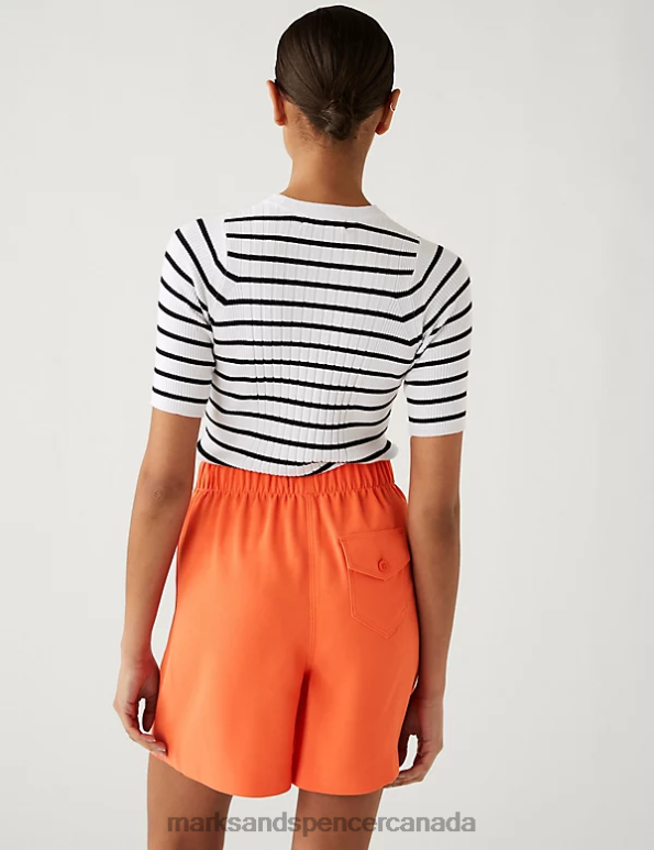 Marks and Spencer Canada - Women Tangerine Clothing Marks & Spencer High Waisted Shorts 20VTD2509
