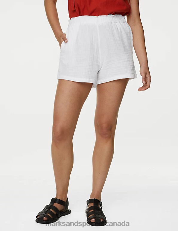 Marks and Spencer Canada - Women White Clothing Marks & Spencer Pure Cotton Shorts 20VTD2637