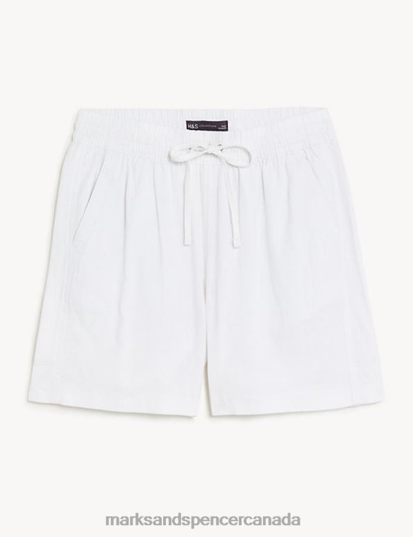Women Winter White Clothing Marks & Spencer Linen Rich Shorts 20VTD3328 - Marks and Spencer online