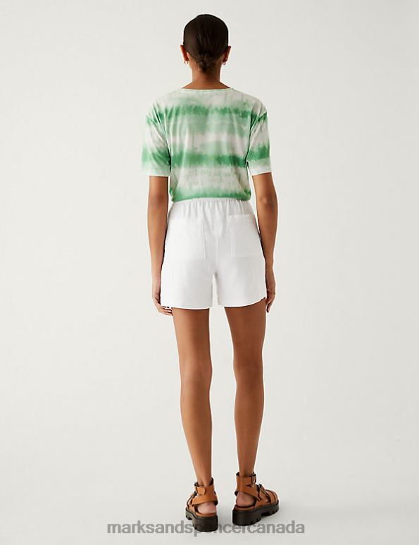 Women Winter White Clothing Marks & Spencer Linen Rich Shorts 20VTD3328 - Marks and Spencer online
