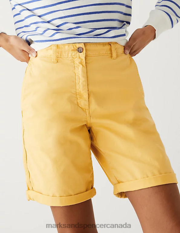 Marks and Spencer near me - Women Yellow Clothing Marks & Spencer Cotton Rich Tea Dyed Chino Shorts 20VTD2237