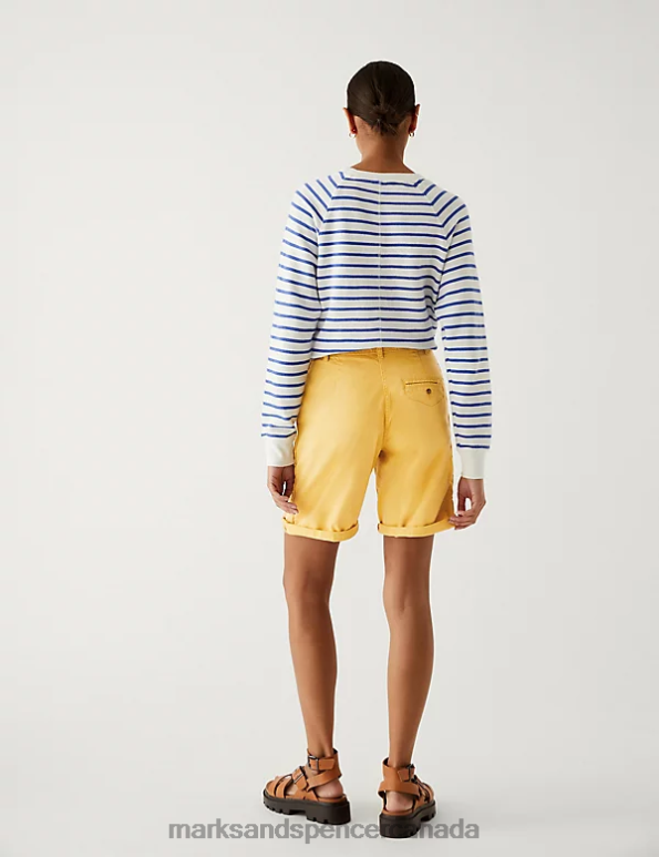 Marks and Spencer near me - Women Yellow Clothing Marks & Spencer Cotton Rich Tea Dyed Chino Shorts 20VTD2237