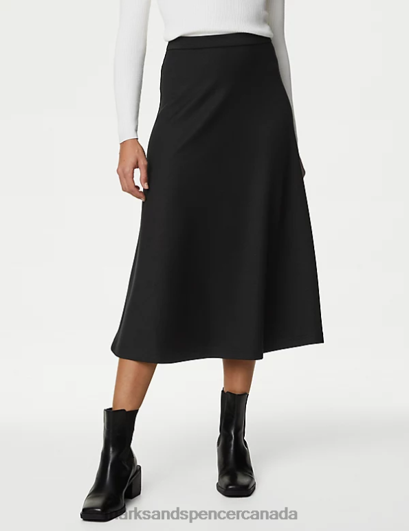 Marks and Spencer near me - Women Black Clothing Marks & Spencer Jersey Midi Circle Skirt 20VTD1742