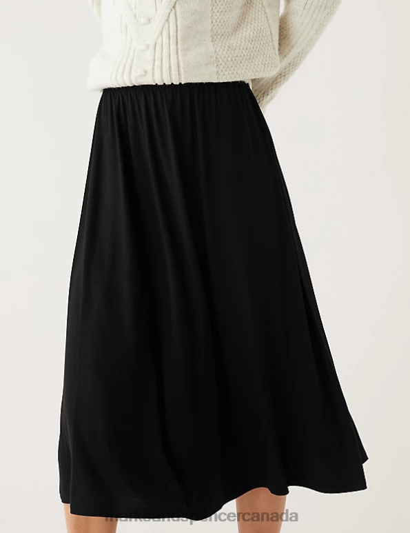 Marks and Spencer Canada - Women Black Clothing Marks & Spencer Jersey Midi Circle Skirt 20VTD2521