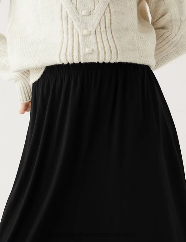 Marks and Spencer Canada - Women Black Clothing Marks & Spencer Jersey Midi Circle Skirt 20VTD2521