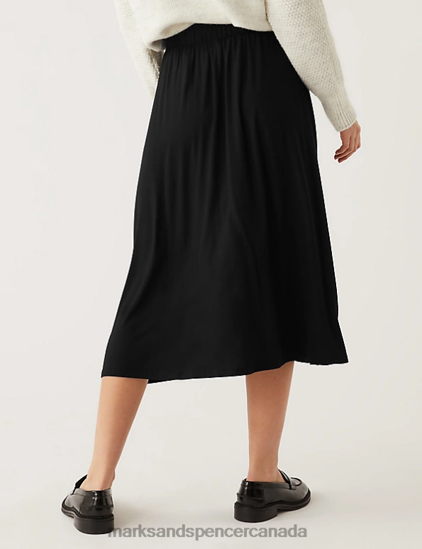 Marks and Spencer Canada - Women Black Clothing Marks & Spencer Jersey Midi Circle Skirt 20VTD2521
