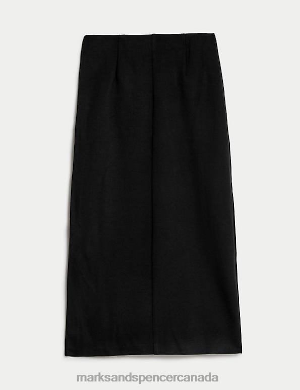 Women Black Clothing Marks & Spencer Jersey Split Back Midaxi Pencil Skirt 20VTD657 - Marks and Spencer outlet