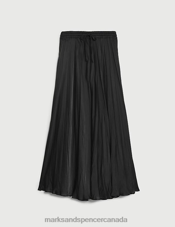 Women Black Clothing Marks & Spencer Satin Midaxi A-Line Skirt 20VTD717 - Marks and Spencer outlet