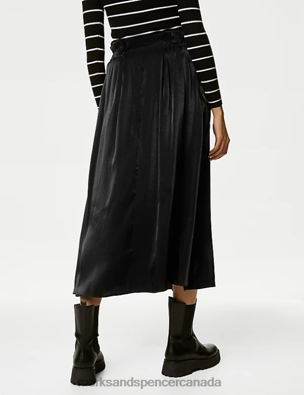 Marks and Spencer sale - Women Black Clothing Marks & Spencer Satin Midaxi Cargo Skirt 20VTD619