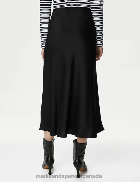 Marks and Spencer Canada - Women Black Clothing Marks & Spencer Satin Midaxi Slip Skirt 20VTD1144