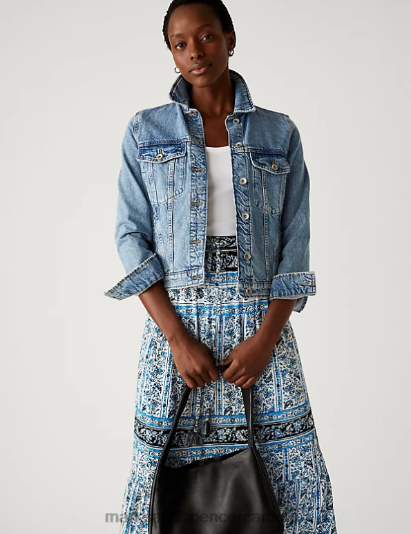 Marks and Spencer Canada - Women Blue Mix Clothing Marks & Spencer Printed Maxi Tiered Skirt 20VTD1917