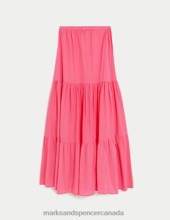 Women Bubblegum Clothing Marks & Spencer Pure Cotton Midaxi Tiered Beach Skirt 20VTD1133 - Marks and Spencer outlet
