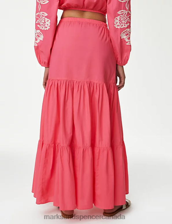 Women Bubblegum Clothing Marks & Spencer Pure Cotton Midaxi Tiered Beach Skirt 20VTD1133 - Marks and Spencer outlet