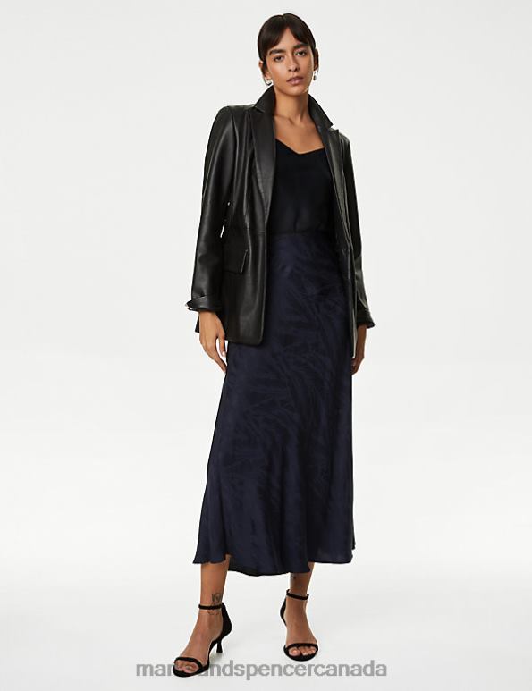 Marks and Spencer Canada - Women Dark Navy Clothing Marks & Spencer Floral Jacquard Maxi Slip Skirt 20VTD911