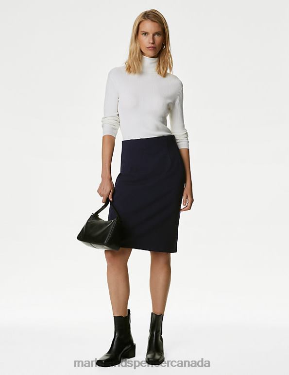 Marks and Spencer near me - Women Dark Navy Clothing Marks & Spencer Jersey Knee Length Pencil Skirt 20VTD1150