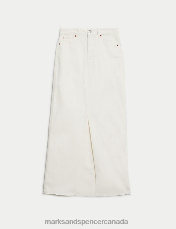 Women Ecru Clothing Marks & Spencer Denim Split Front Maxi Skirt 20VTD436 - Marks and Spencer Canada locations