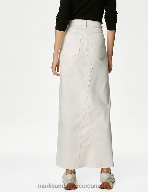 Women Ecru Clothing Marks & Spencer Denim Split Front Maxi Skirt 20VTD436 - Marks and Spencer Canada locations