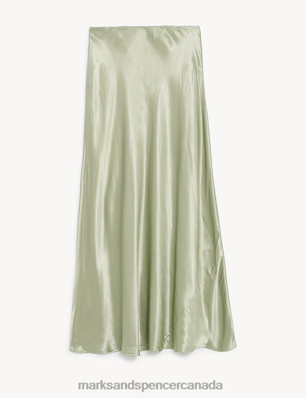Marks and Spencer sale - Women Green Clothing Marks & Spencer Satin Midaxi Slip Skirt 20VTD845