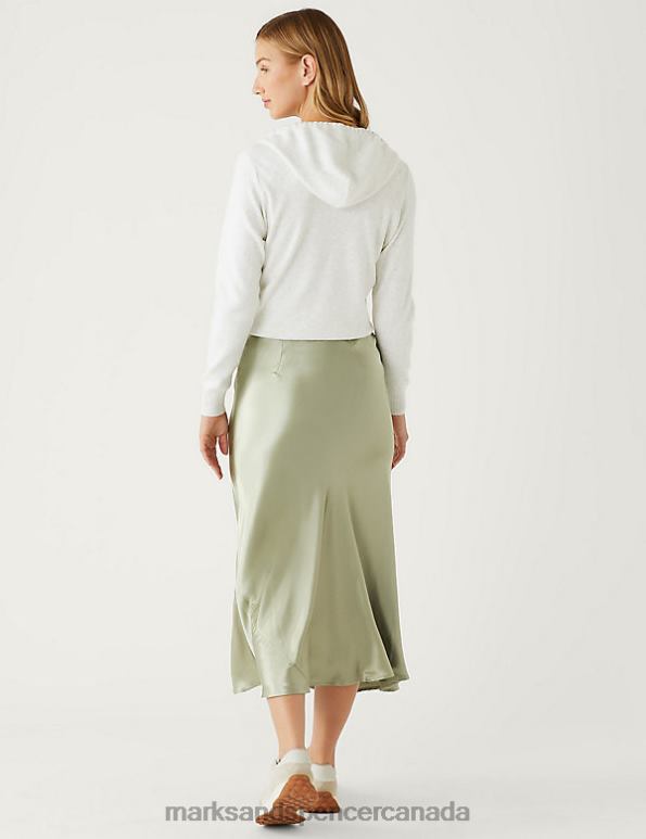 Marks and Spencer sale - Women Green Clothing Marks & Spencer Satin Midaxi Slip Skirt 20VTD845