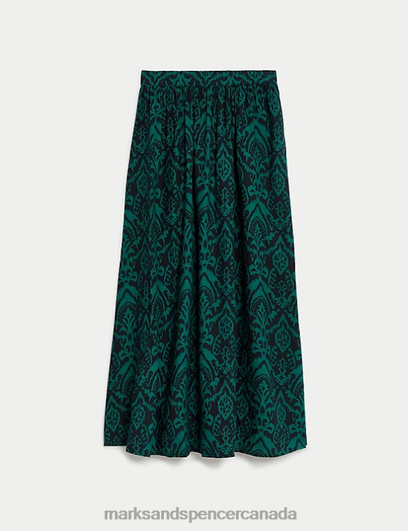 Marks and Spencer Canada - Women Green Mix Clothing Marks & Spencer Printed Maxi A-Line Skirt 20VTD223
