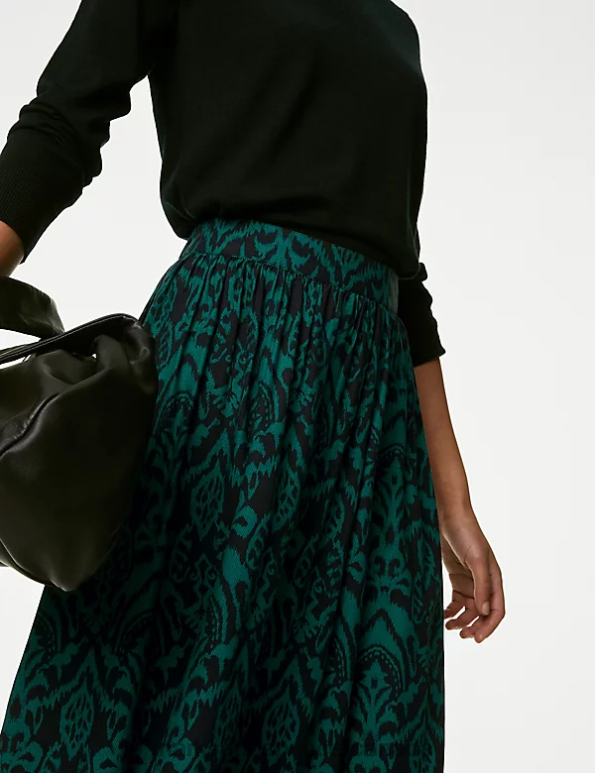 Marks and Spencer Canada - Women Green Mix Clothing Marks & Spencer Printed Maxi A-Line Skirt 20VTD223