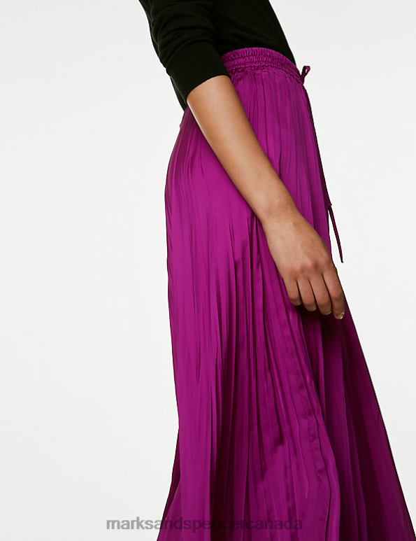 Marks and Spencer sale - Women Magenta Clothing Marks & Spencer Satin Midaxi A-Line Skirt 20VTD361