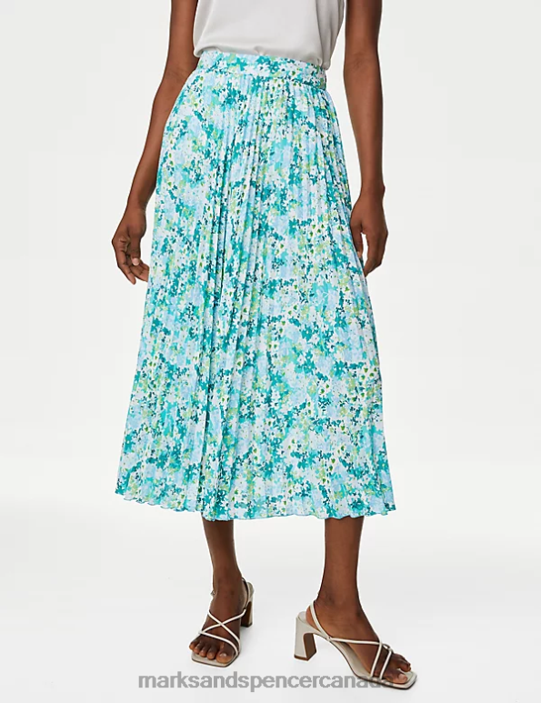 Women Multi Clothing Marks & Spencer Floral Pleated Midaxi Skirt 20VTD1478 - Marks and Spencer outlet