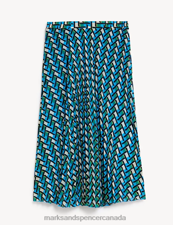 Women Multi Clothing Marks & Spencer Geometric Pleated Midaxi Skirt 20VTD1660 - Marks and Spencer Canada locations