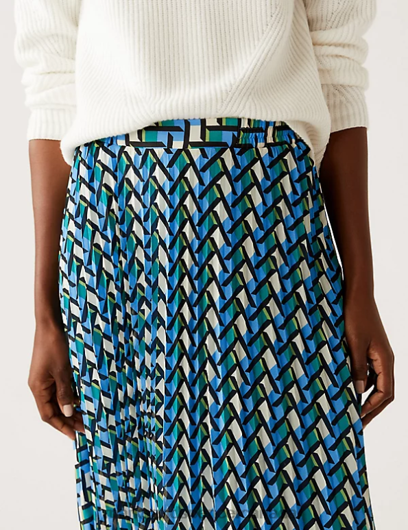 Women Multi Clothing Marks & Spencer Geometric Pleated Midaxi Skirt 20VTD1660 - Marks and Spencer Canada locations