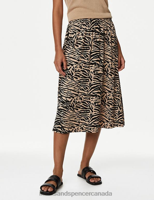 Marks and Spencer near me - Women Natural Mix Clothing Marks & Spencer Jersey Printed Midi Skater Skirt 20VTD2658