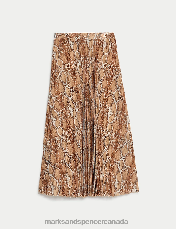 Marks and Spencer sale - Women Natural Mix Clothing Marks & Spencer Printed Pleated Midaxi Skirt 20VTD1354