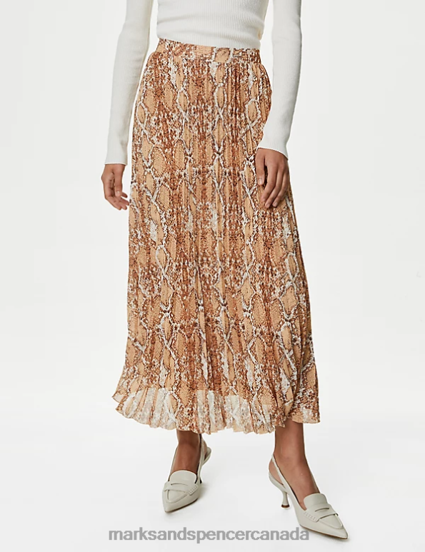 Marks and Spencer sale - Women Natural Mix Clothing Marks & Spencer Printed Pleated Midaxi Skirt 20VTD1354