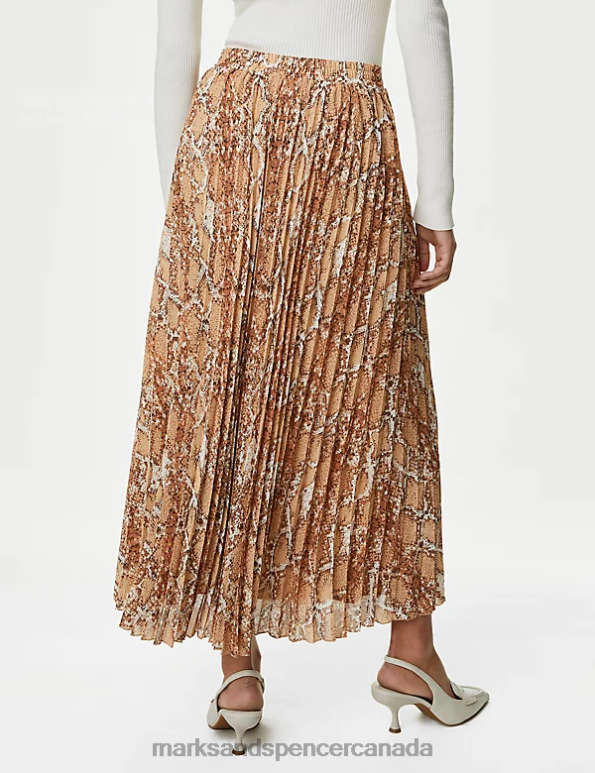 Marks and Spencer sale - Women Natural Mix Clothing Marks & Spencer Printed Pleated Midaxi Skirt 20VTD1354