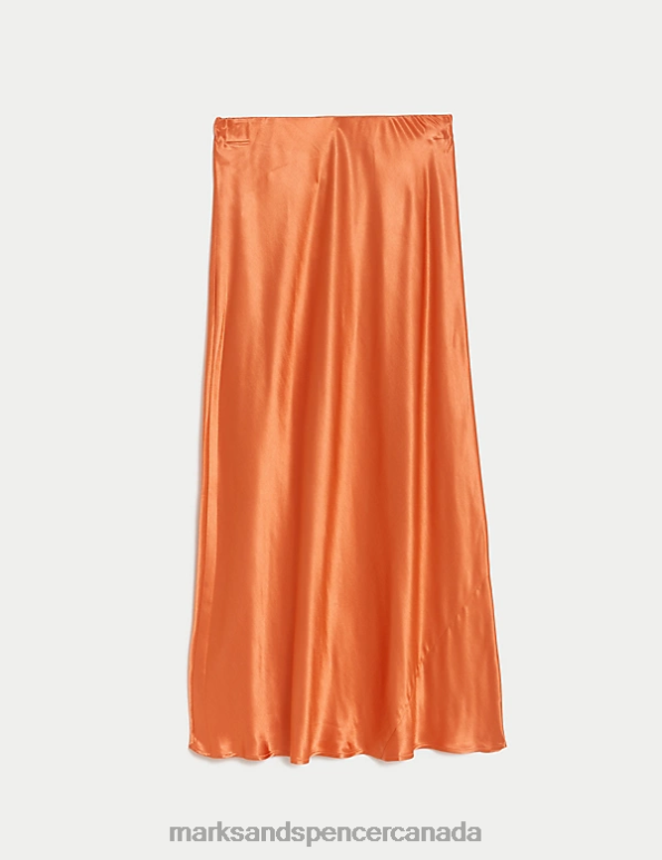 Marks and Spencer sale - Women Orange Clothing Marks & Spencer Satin Midaxi Slip Skirt 20VTD670