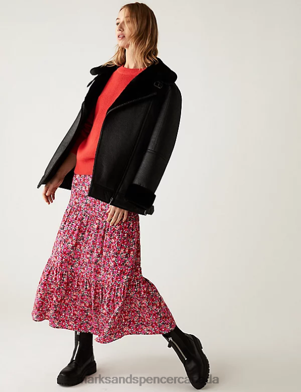 Marks and Spencer sale - Women Pink Mix Clothing Marks & Spencer Printed Midaxi Tiered Skirt 20VTD2989