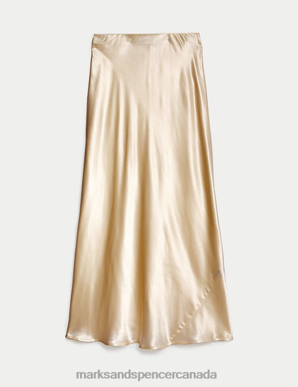 Marks and Spencer near me - Women Soft Gold Clothing Marks & Spencer Satin Midaxi Slip Skirt 20VTD1068