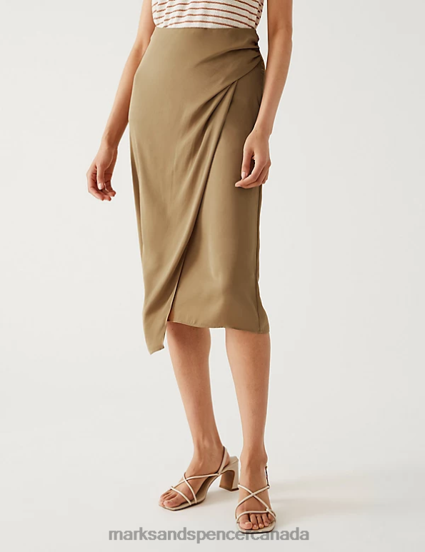 Women Spice Clothing Marks & Spencer Satin Midaxi Wrap Skirt 20VTD2603 - Marks and Spencer Canada locations