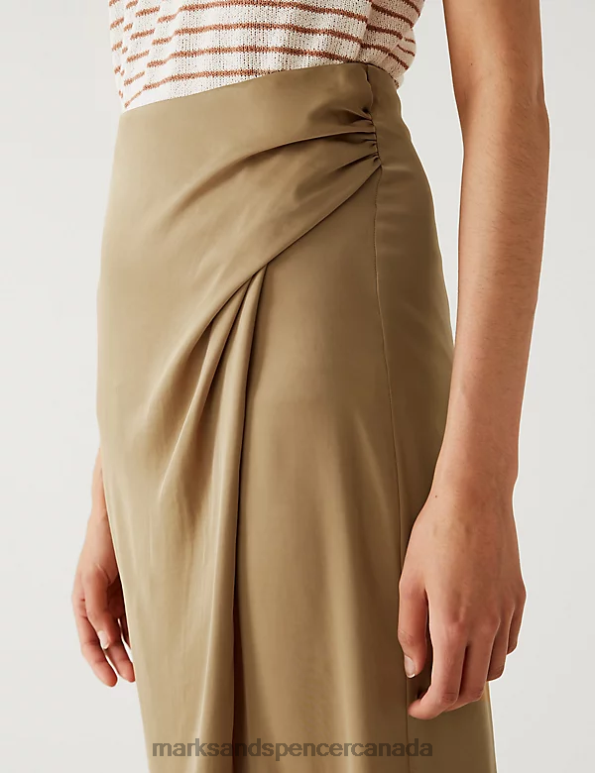 Women Spice Clothing Marks & Spencer Satin Midaxi Wrap Skirt 20VTD2603 - Marks and Spencer Canada locations