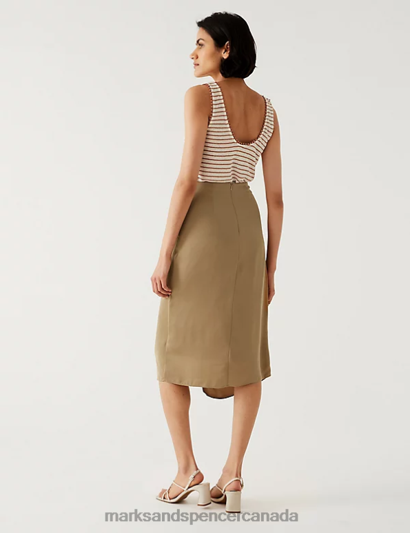 Women Spice Clothing Marks & Spencer Satin Midaxi Wrap Skirt 20VTD2603 - Marks and Spencer Canada locations
