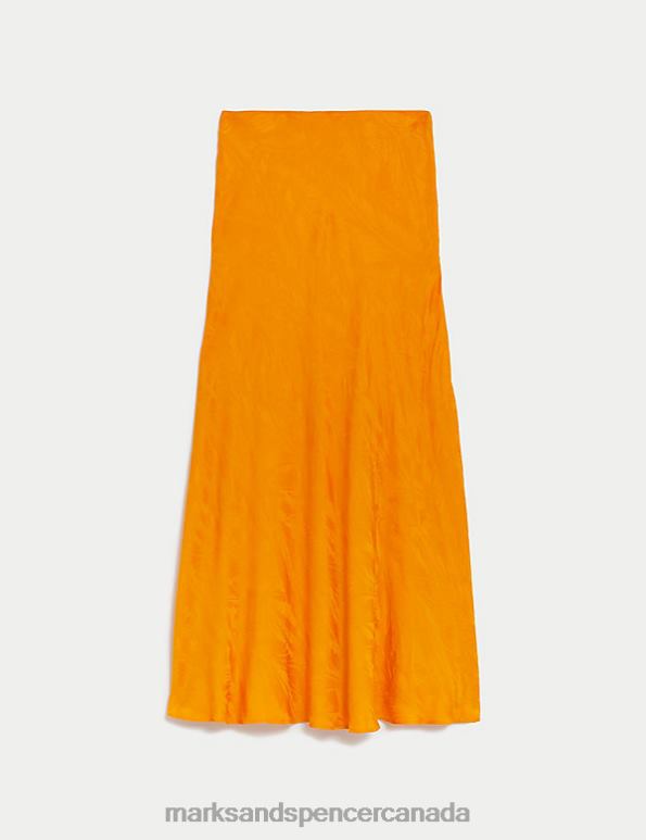 Marks and Spencer Canada - Women Tangerine Clothing Marks & Spencer Floral Jacquard Maxi Slip Skirt 20VTD1271