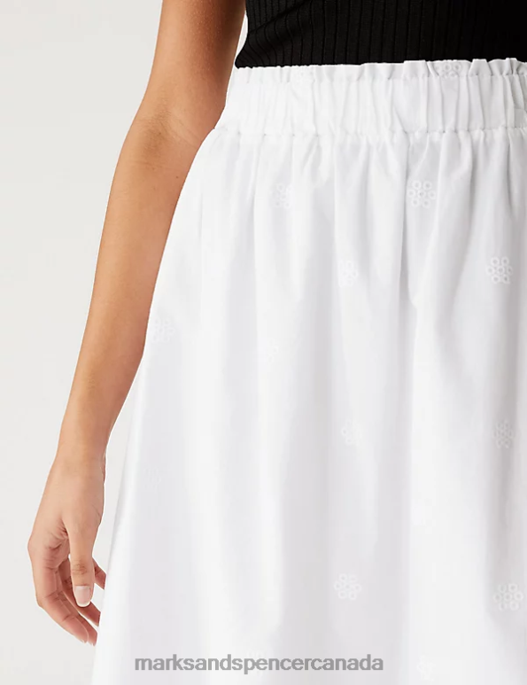 Marks and Spencer near me - Women White Clothing Marks & Spencer Pure Cotton Broderie Midi Tiered Skirt 20VTD1927