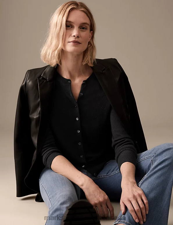 Marks and Spencer sale - Women Black Clothing Marks & Spencer Pure Cashmere Crew Neck Cardigan 20VTD2538