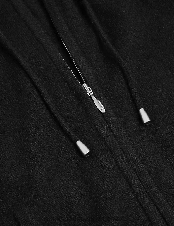 Women Black Clothing Marks & Spencer Pure Cashmere Knitted Relaxed Hoodie 20VTD2678 - Marks and Spencer online