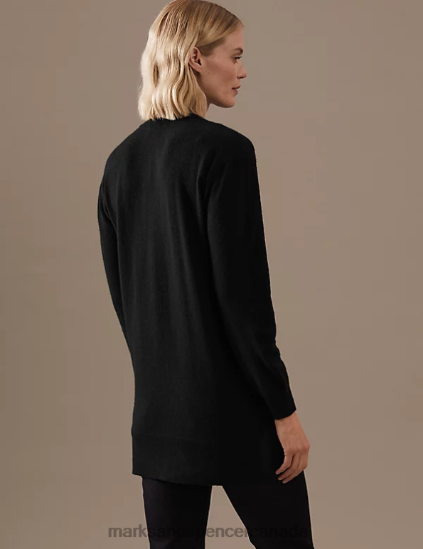 Women Black Clothing Marks & Spencer Pure Cashmere Longline Jumper 20VTD3206 - Marks and Spencer Canada locations