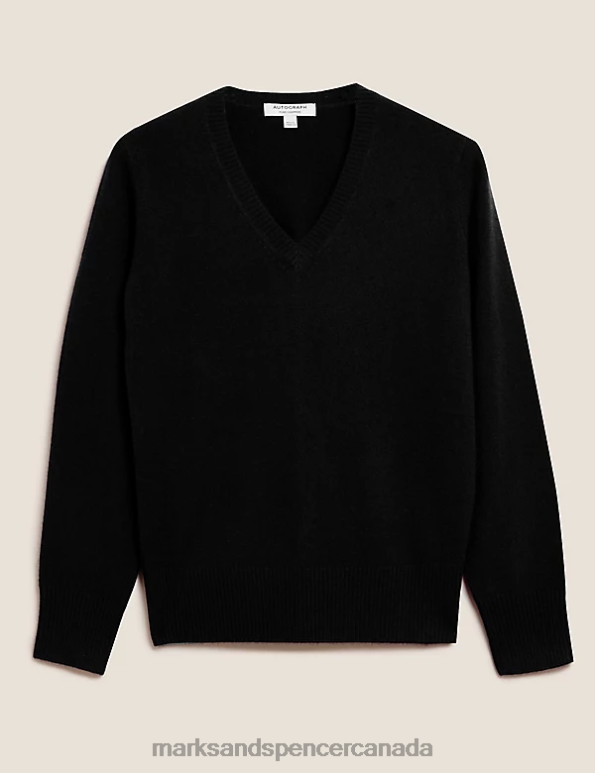 Marks and Spencer sale - Women Black Clothing Marks & Spencer Pure Cashmere V-Neck Jumper 20VTD2031