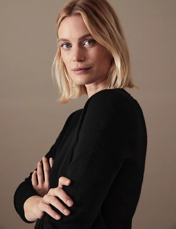Marks and Spencer sale - Women Black Clothing Marks & Spencer Pure Cashmere V-Neck Jumper 20VTD2031