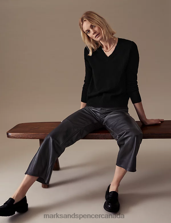 Marks and Spencer sale - Women Black Clothing Marks & Spencer Pure Cashmere V-Neck Jumper 20VTD2031