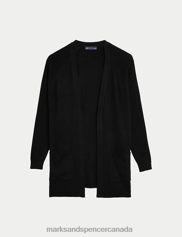 Women Black Clothing Marks & Spencer Ribbed Edge to Edge Longline Cardigan 20VTD927 - Marks and Spencer online