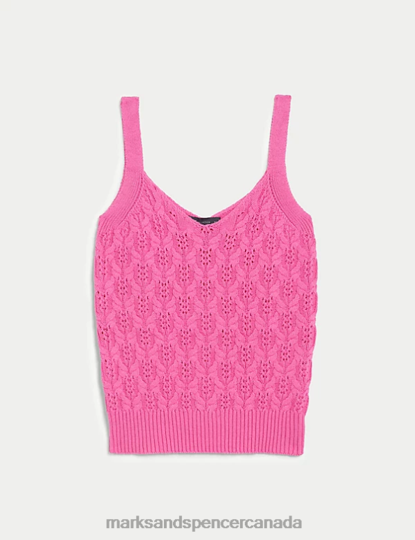 Women Blossom Clothing Marks & Spencer Cotton Rich Textured V-Neck Knitted Vest 20VTD1398 - Marks and Spencer outlet